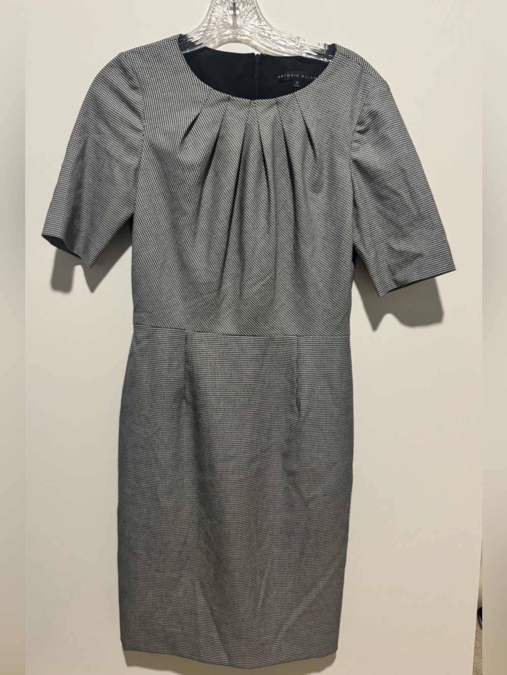 Antonio Melani Houndstooth Sheath Dress Size 4 Black White Career Workwear